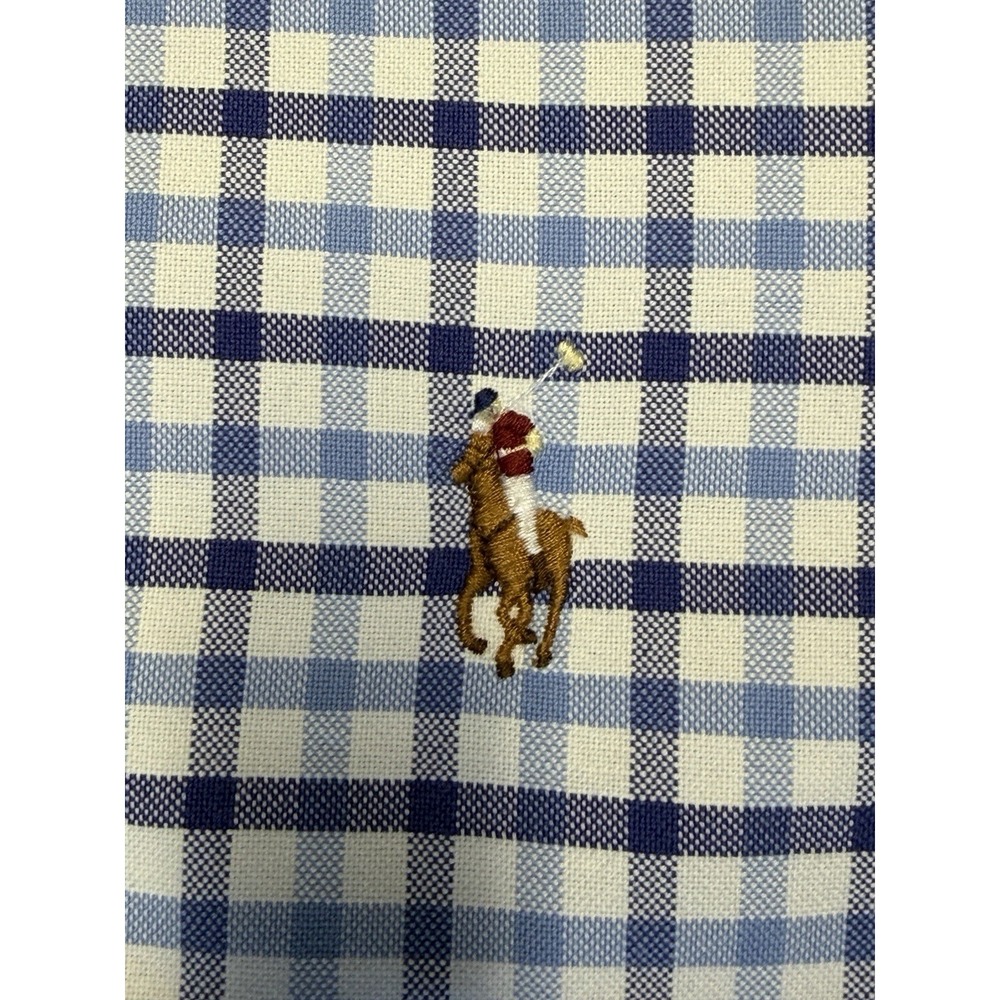 Ralph Lauren Gingham Long Sleeve Shirt Light Blue Plaid Mens Large - Picture 8 of 12